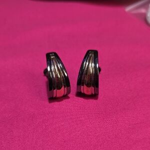 Tri-color Metal Clip On Women's Earrings